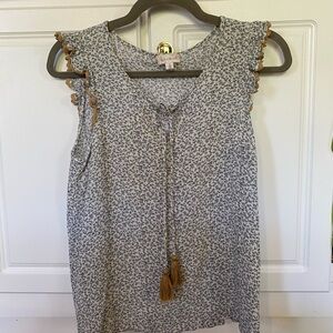 Hem & Thread Fall Floral Sleeveless Top with Tassels